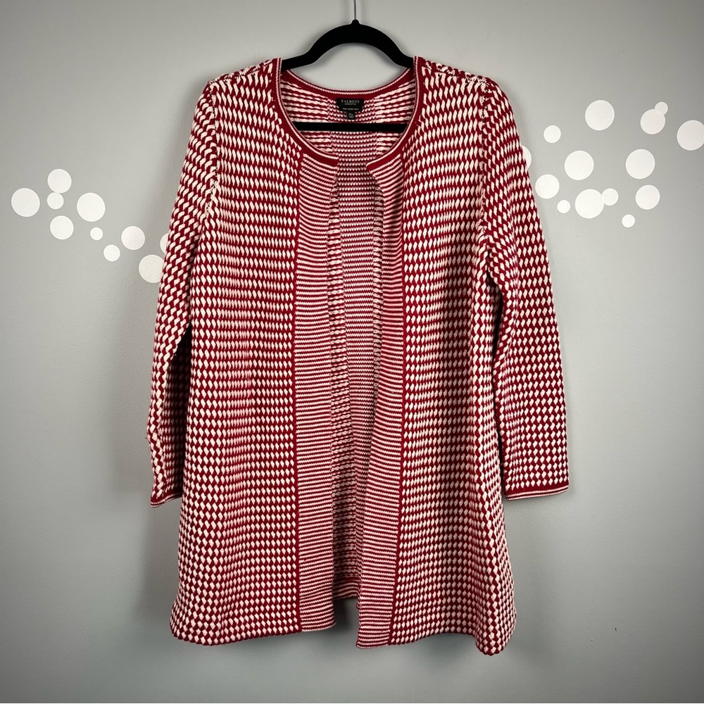Talbots Wool Basketweave Textured Open Knit Cardigan Size 1XP